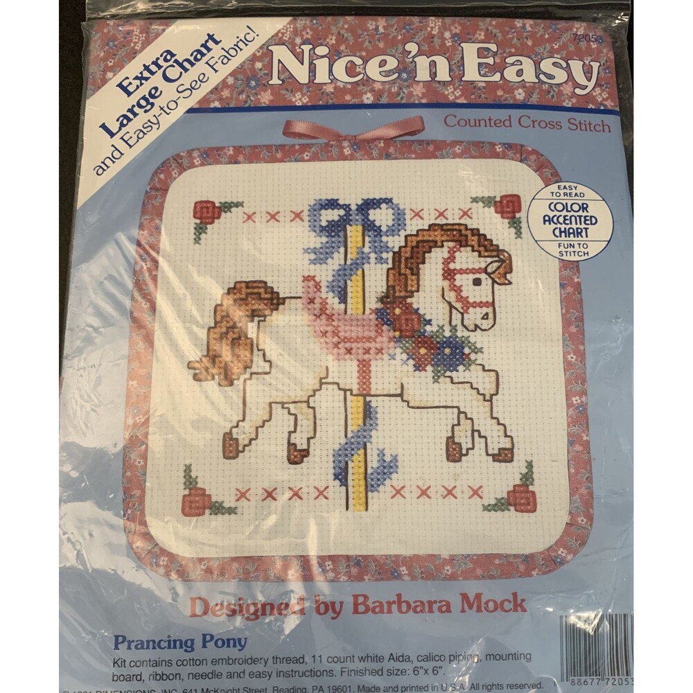Counted Cross Stitch Kit Prancing Pony 6 x 6 Carousel Horse Dimensions 1991 NEW - Picture 1 of 2